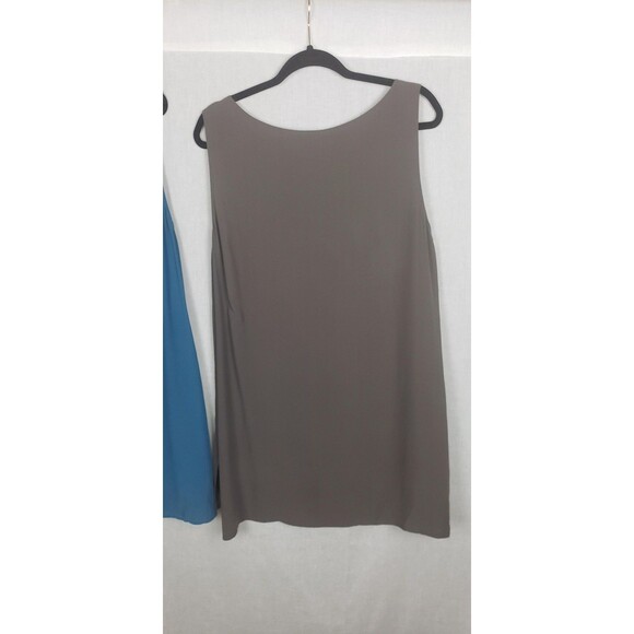 Eileen Fisher Tunic Tank Tops L Blue Brown Sleeveless 100% Silk Lot of 2 Casual - Picture 7 of 16